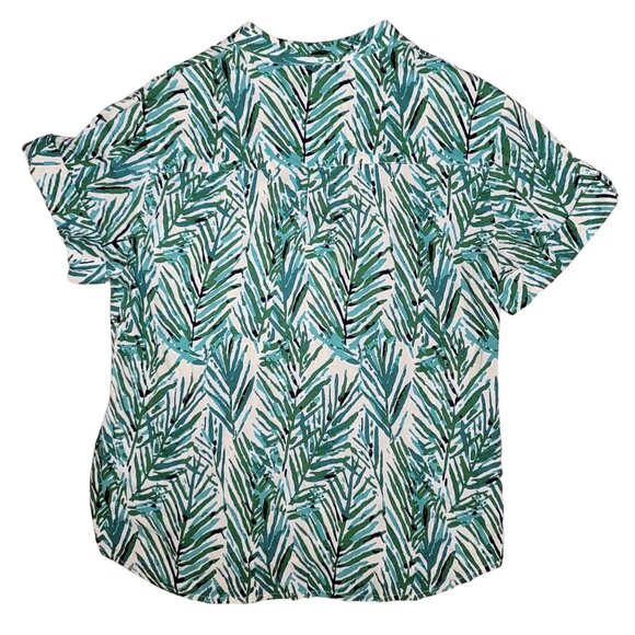 Paz Torraz green tropical button up palm frond tee shirt size 40 womens green - Picture 4 of 7